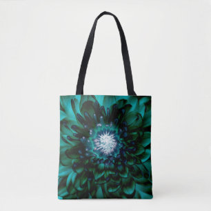 Tela Bolso tote de flor azul acua profunda