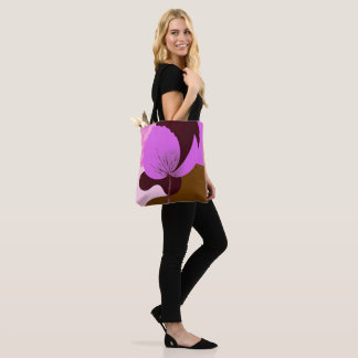 Tela Bolso tote de flor púrpura mínima – Diseño floral