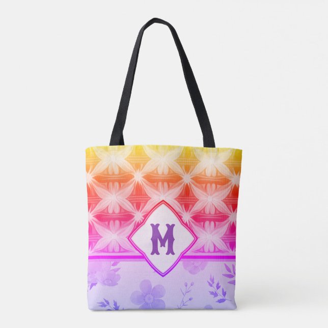 Tela Bolso tote de flores conectadas (Reverso)