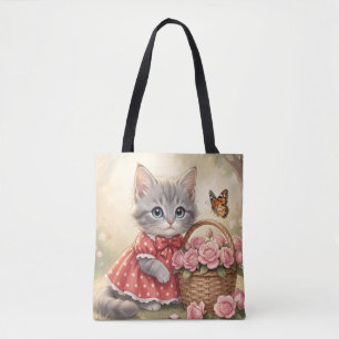Tela bolso tote de gatito adorable