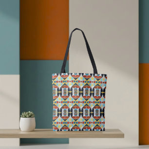 Tela Bolso tote de geometría tribal del desierto