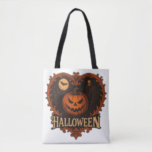 Tela Bolso tote de hombro con estampado de Halloween es