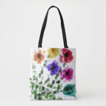 Bolso tote de hombro floral arcoíris de acuarela