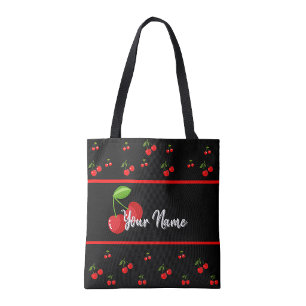 Tela Bolso tote de impresión de cereza personalizado