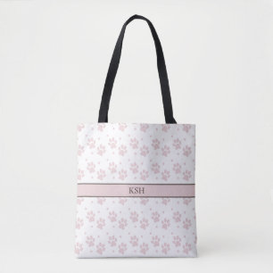 Tela Bolso Tote de Impresión de Pata Taupe y Rosa – Per