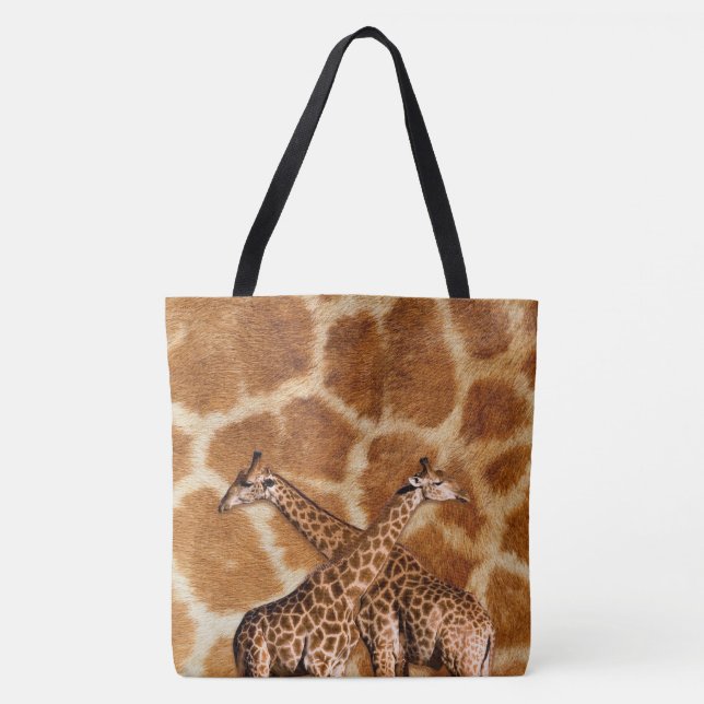 Tela Bolso tote de impresión total Giraffe 1A (Anverso)