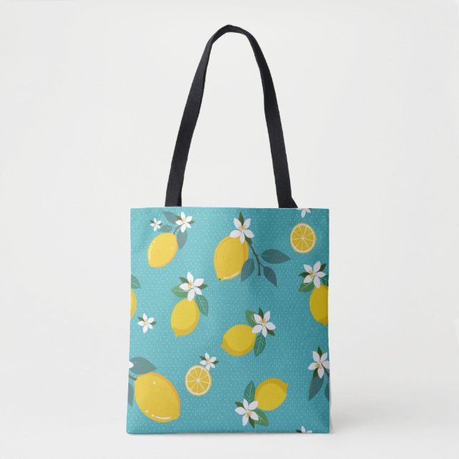Tela bolso tote de limones animados (Anverso)