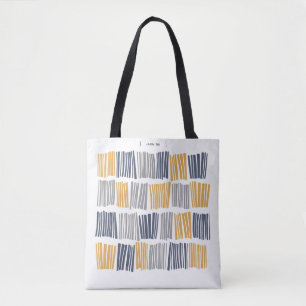 Tela Bolso tote de líneas abstractas naranjas y grises