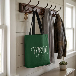 Tela Bolso tote de Mamá Fundada con Texto Blanco