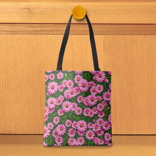 Tela Bolso tote de margaritas rosas