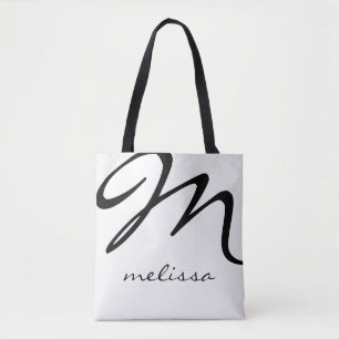 Tela bolso tote de medio blanco sobre impresión con nom