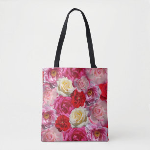 Tela bolso tote de muchas rosas