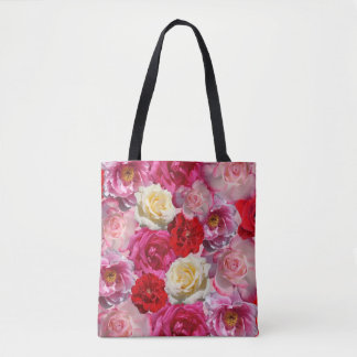 Tela bolso tote de muchas rosas