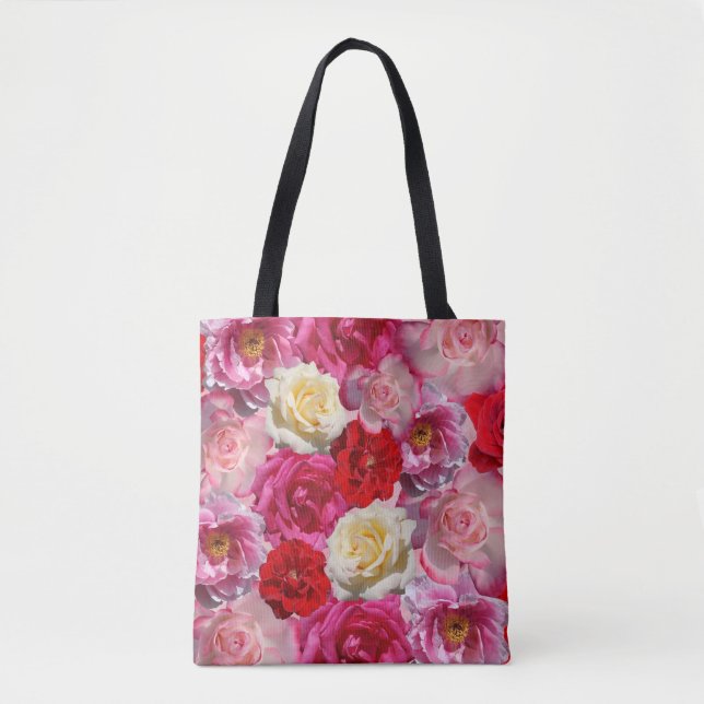 Tela bolso tote de muchas rosas (Anverso)
