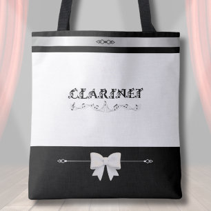 Tela Bolso Tote de Música en Blanco y Negro para Clarin