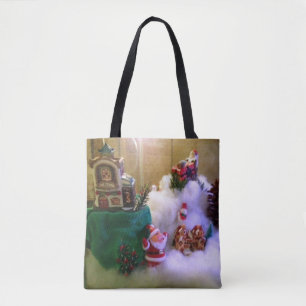 Tela Bolso Tote de Navidad Pueblo de Nieve Impreso Tota
