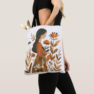 Tela Bolso tote de niña nórdica