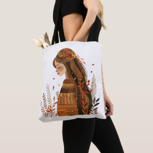 Tela Bolso tote de niña nórdica