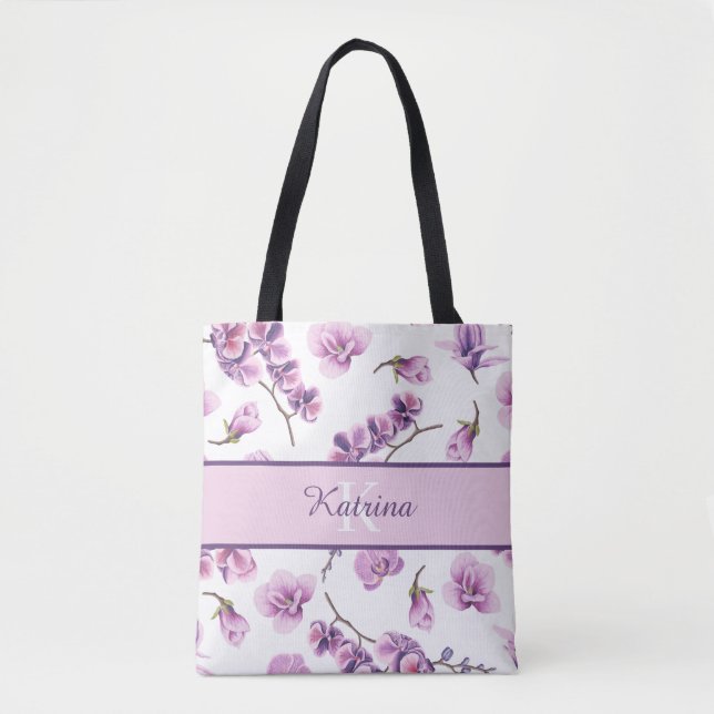 Tela Bolso tote de orquídea monogramada (Anverso)