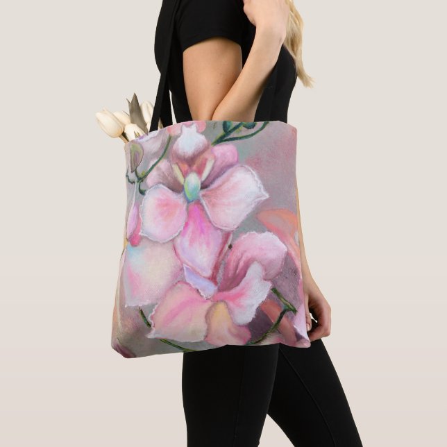 Tela Bolso tote de orquídeas rosadas (Detalle)