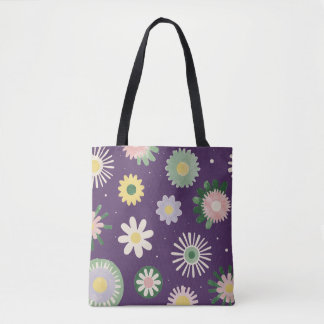 Tela Bolso tote de patrón floral caprichoso púrpura