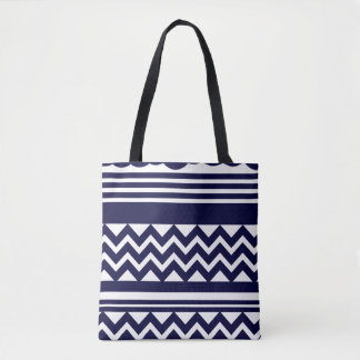 Tela Bolso Toté de Patrón Geométrico Azul Marino