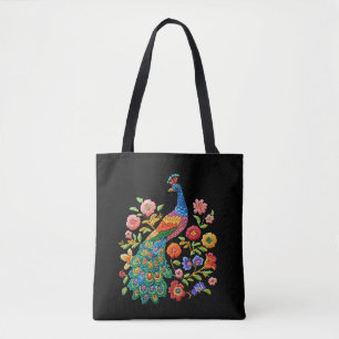 Tela Bolso tote de pavo real vibrante
