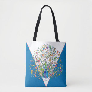 Tela Bolso tote de peacock floral acuarela