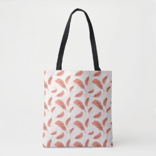 Tela Bolso tote de pluma de coral Boho caprichoso
