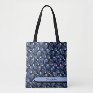 Tela Bolso tote de pluma de pavo real boho
