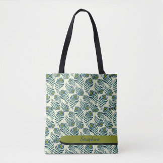 Tela Bolso tote de pluma de pavo real boho