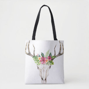 Tela Bolso tote de ramillete de cráneo boho