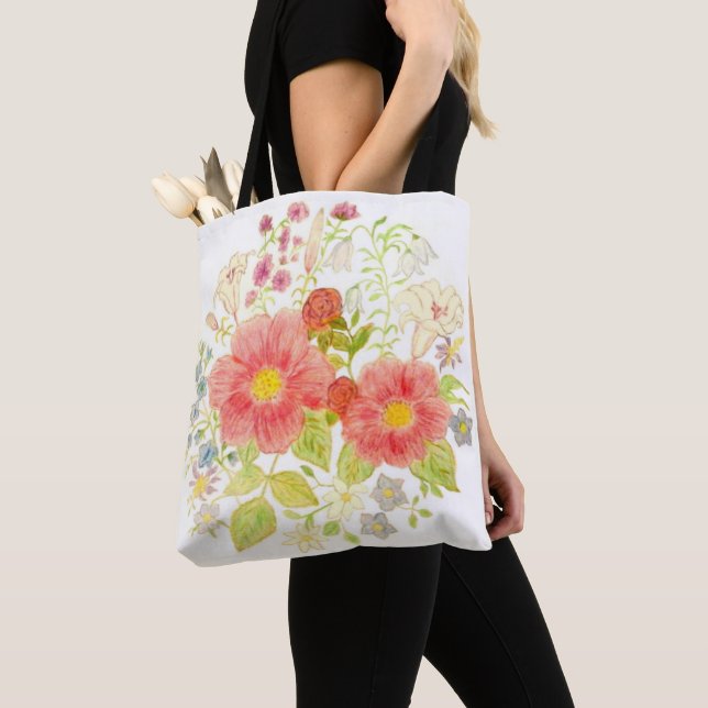 Tela Bolso Tote de Ramo de Flores (Detalle)