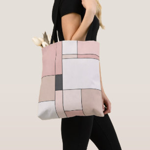 Tela Bolso Tote de Rectángulos de Sakura Minimalista Ch
