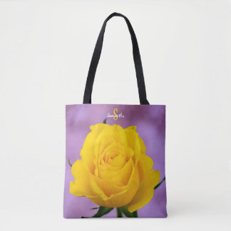 Tela Bolso tote de rosa amarilla sola