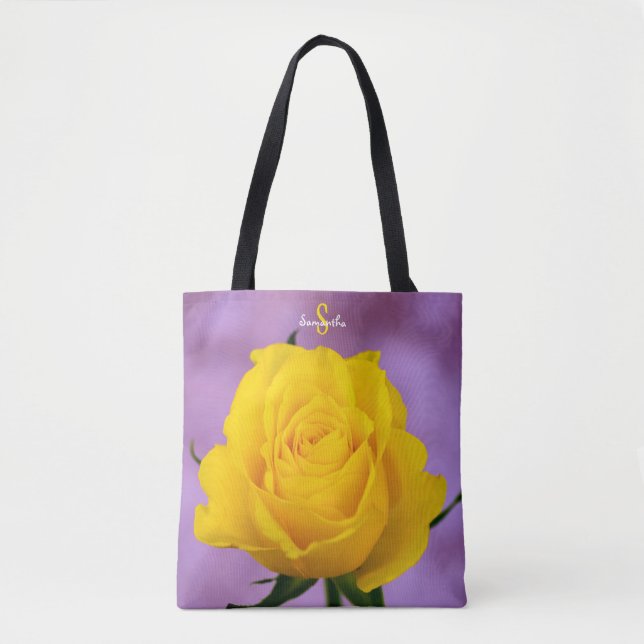 Tela Bolso tote de rosa amarilla sola (Anverso)