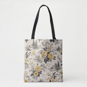 Tela bolso tote de rosas amarillas vintage