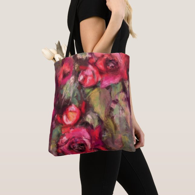 Tela Bolso tote de rosas rojas (Detalle)