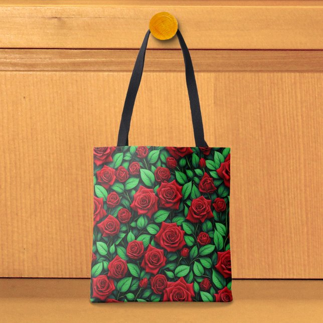 Tela Bolso Tote de Rosas Rojas (Tote bag with red roses)