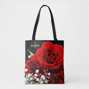 Tela Bolso tote de rosas rojas