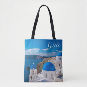 Tela Bolso Tote de Santorini Grecia Tema Recuerdo