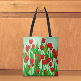 Tela Bolso Tote de Tulipanes Rojos