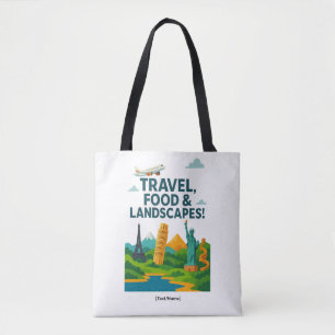 Tela Bolso tote de Viajes, Comida y Paisajes Agregar