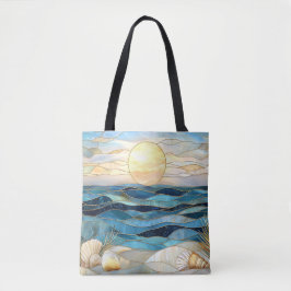Tela Bolso Tote de Vidrio Pintado Puesta de Sol Oceánic