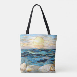 Tela Bolso Tote de Vidrio Pintado Puesta de Sol Oceánic