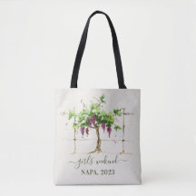 Bolso tote de viñedo con acuarela para chicas del 