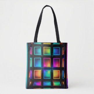 Tela Bolso Tote Espectro de Cuadrícula Luminosa