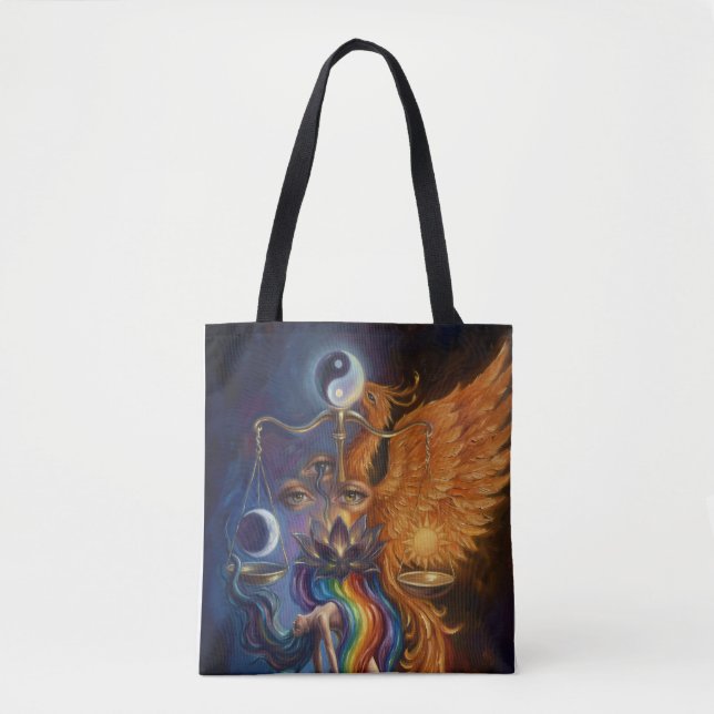 Tela Bolso Tote Espiritual de Equilibrio Fénix (Anverso)