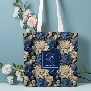 Tela Bolso Tote Floral de Flores de la Marina de Lujo c