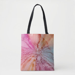 Tela Bolso tote, mediano "Flor llena de agua"